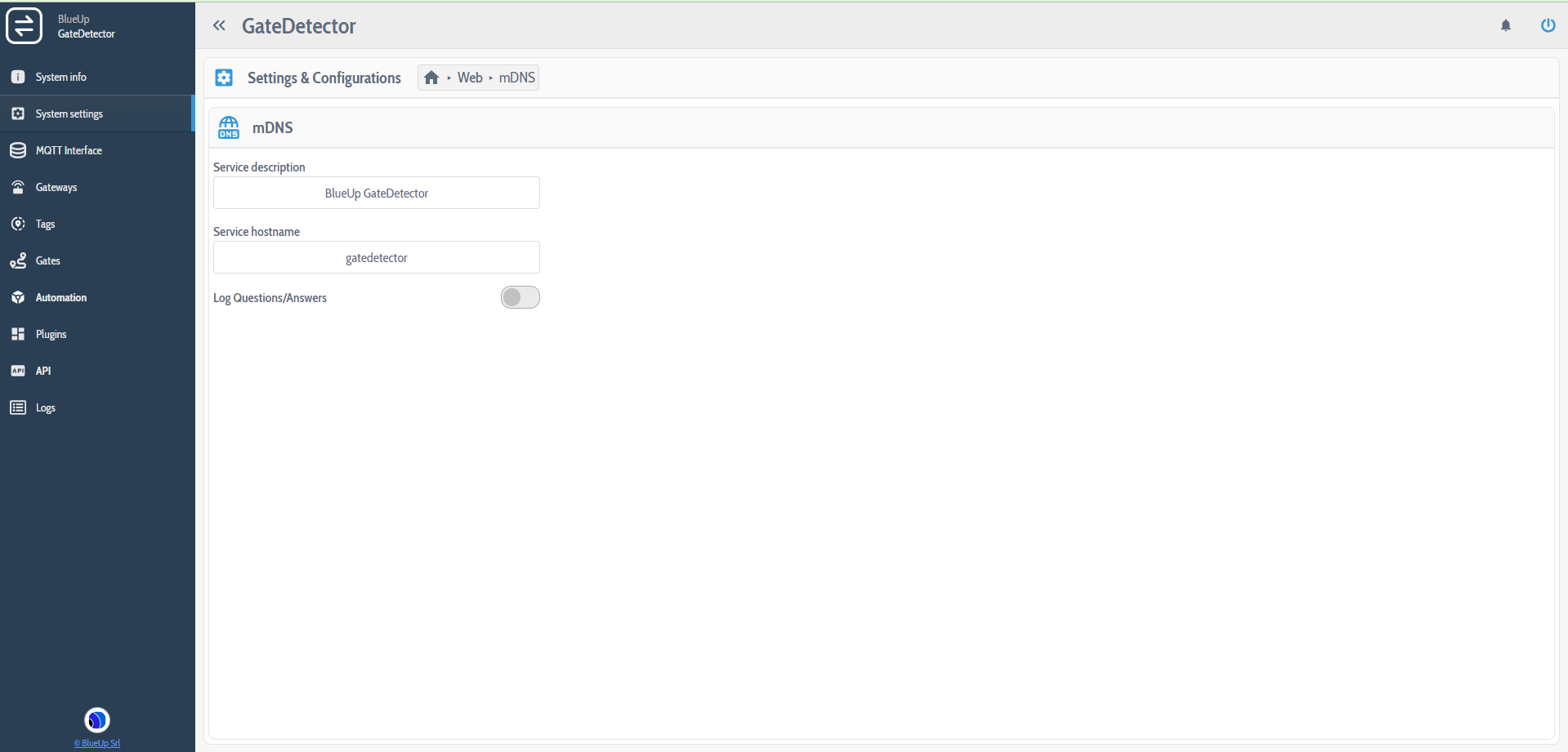 System settings - mDNS