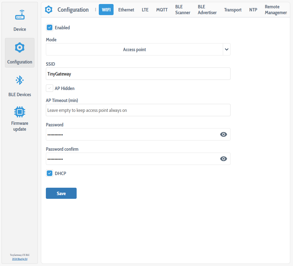 WiFi AP network config