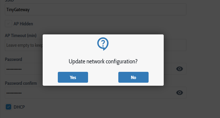 WiFi AP configuration confirm
