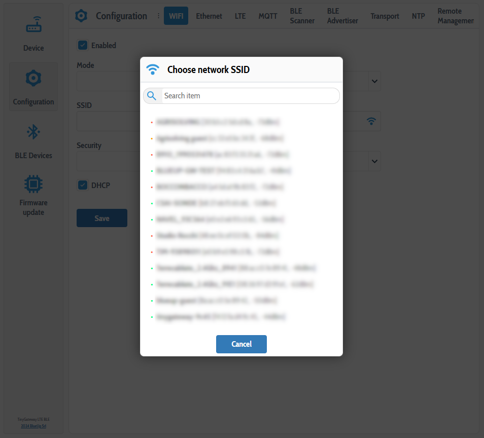 Available WiFi networks