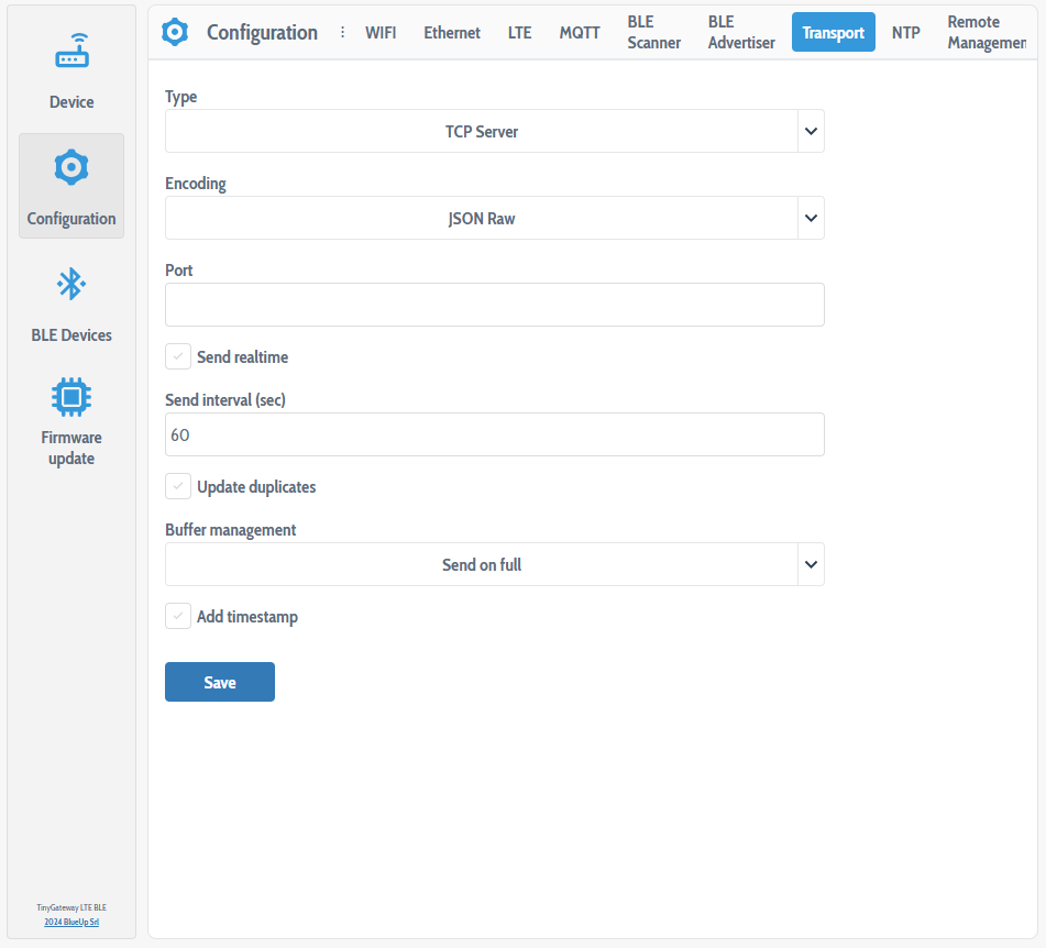TCP Server Transport