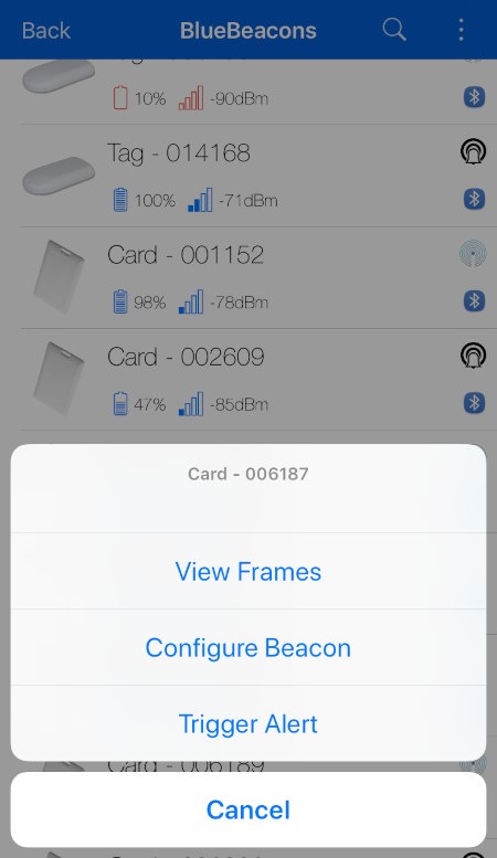 Beacon menu