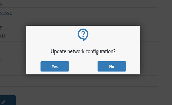 Ethernet configuration confirm