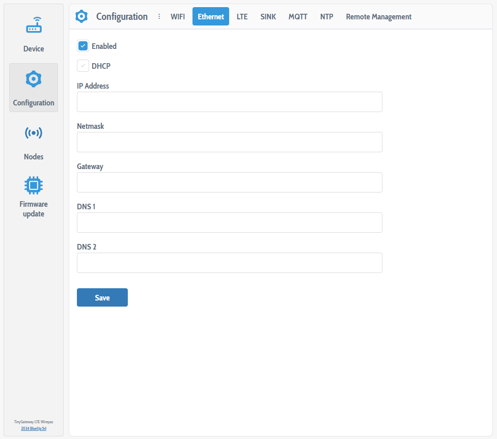 Ethernet configuration static