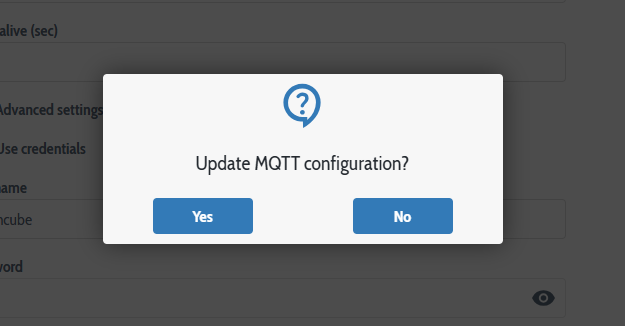MQTT configuration confirm