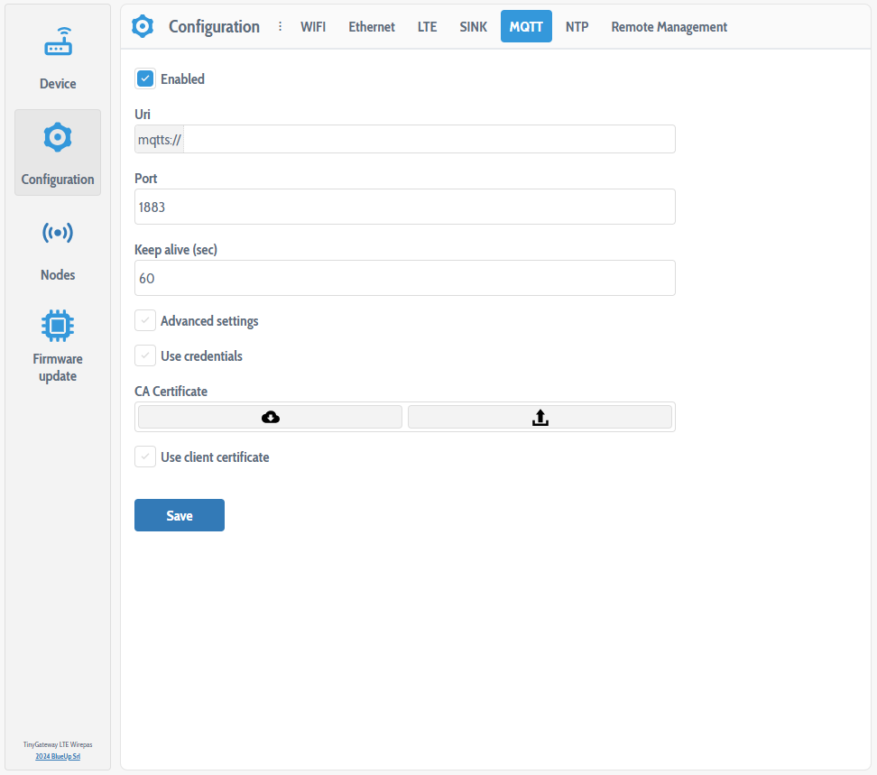 MQTT configuration mqtts rootca