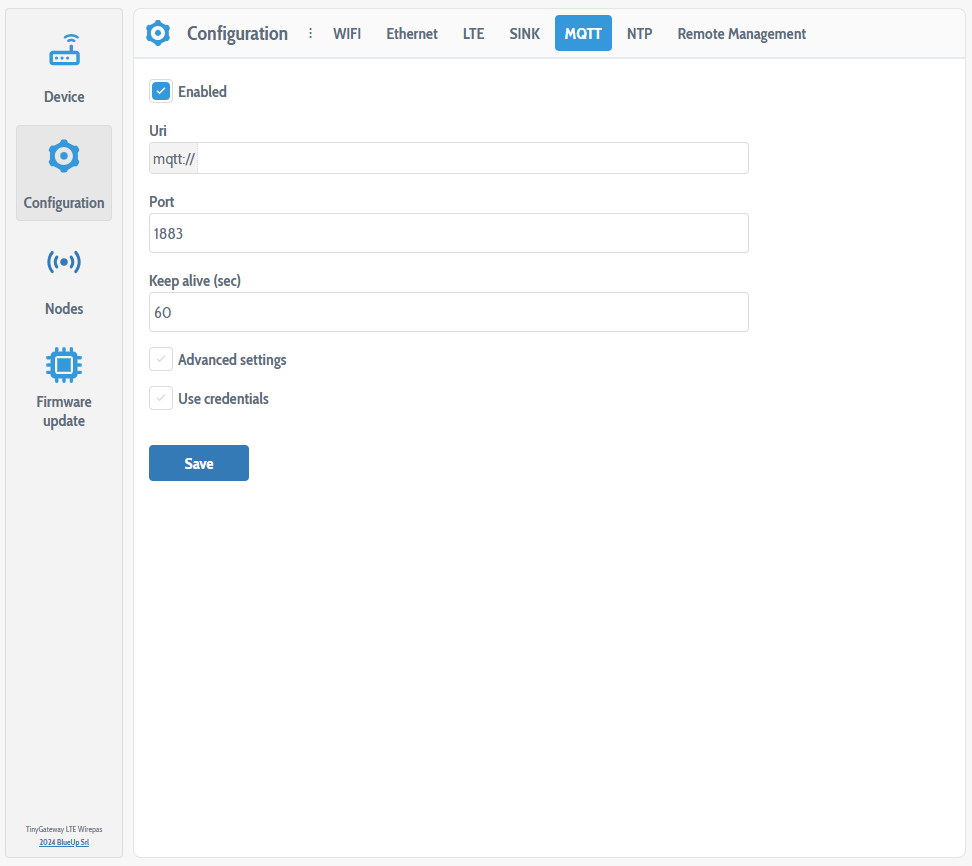MQTT configuration protocol selection