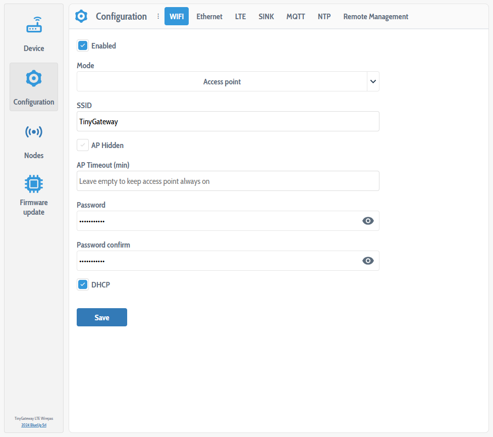 WiFi AP network config