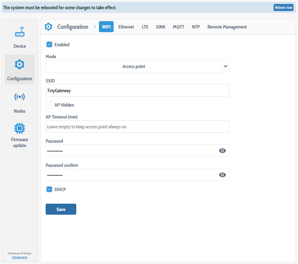 WiFi configuration reboot