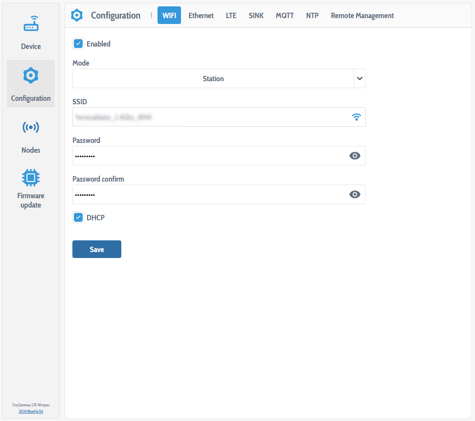 WiFi configuration password