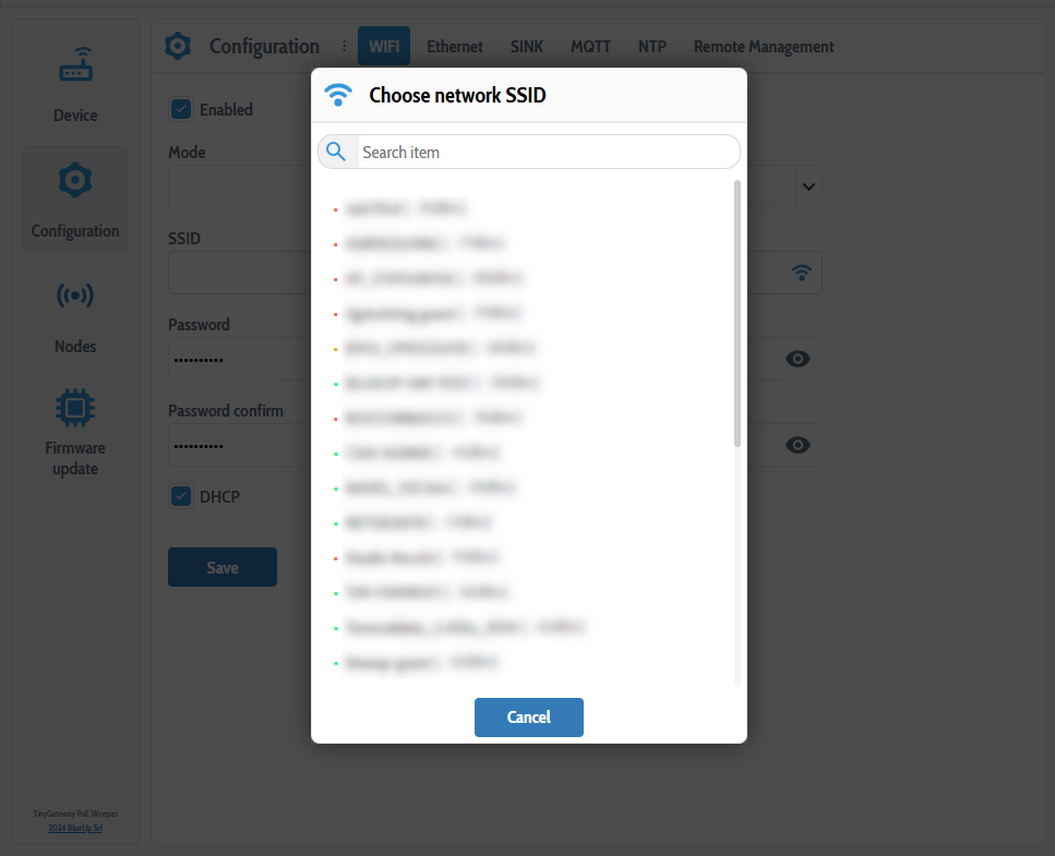 Available WiFi networks