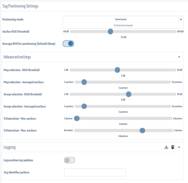 Positioning settings