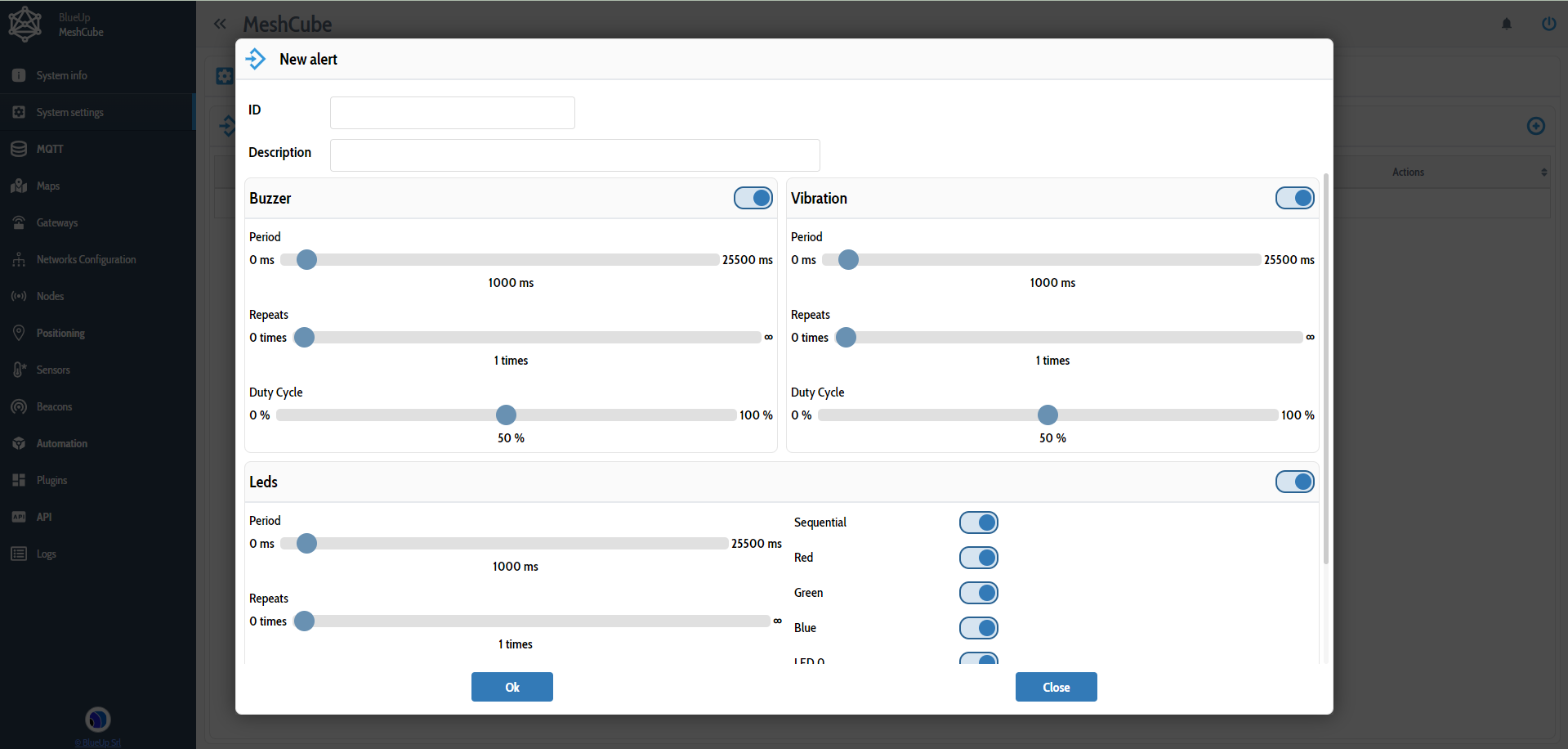 System settings - Alert Template