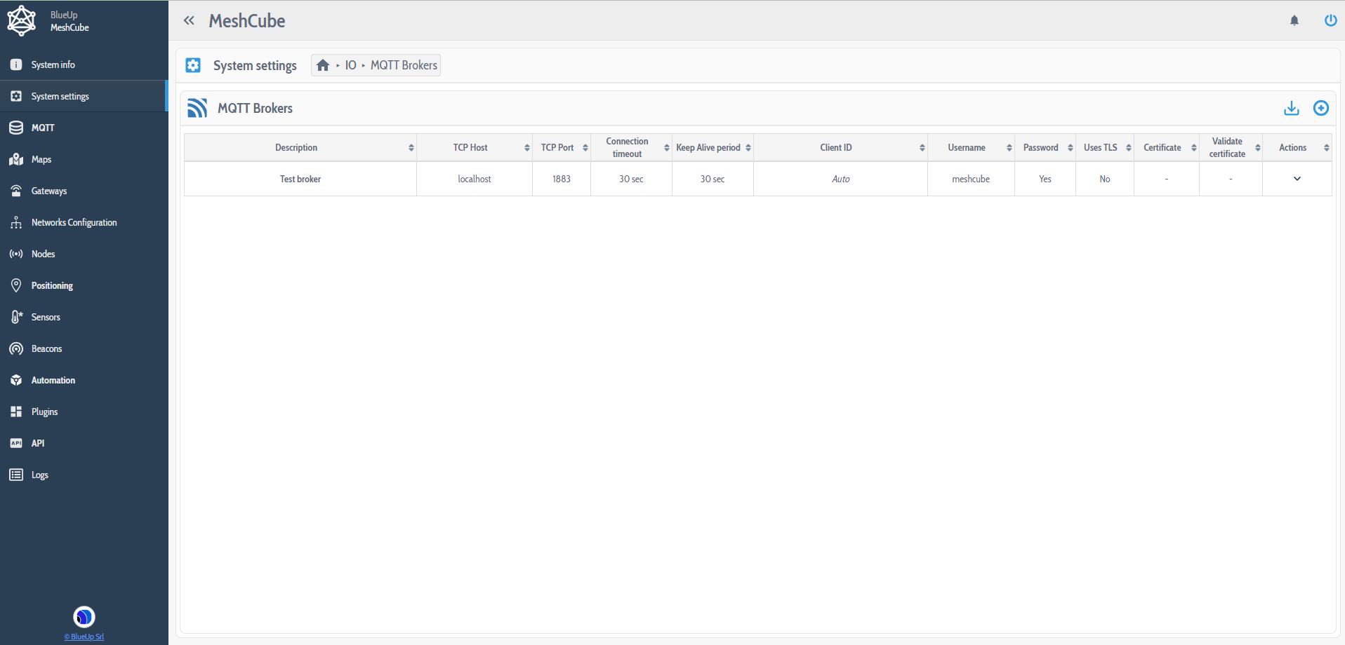System settings - MQTT Brokers