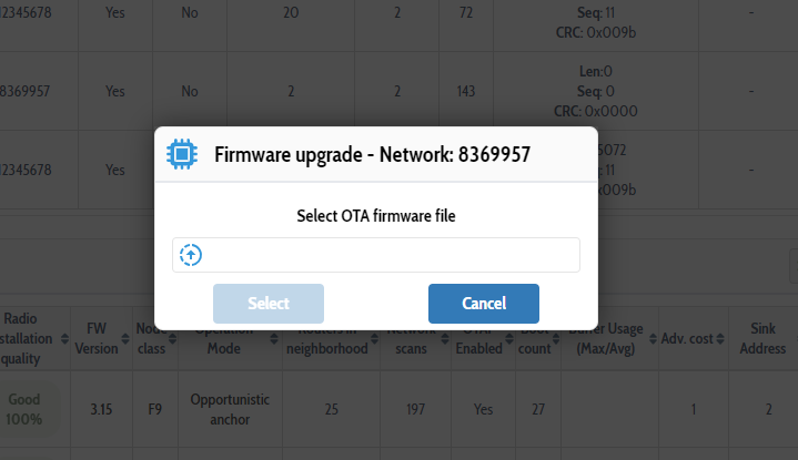 Upload firmware file