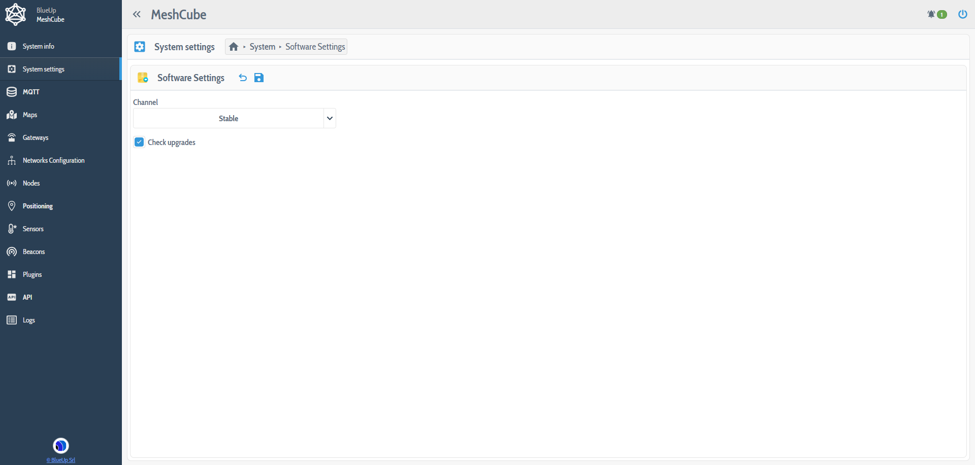 System settings - Software settings