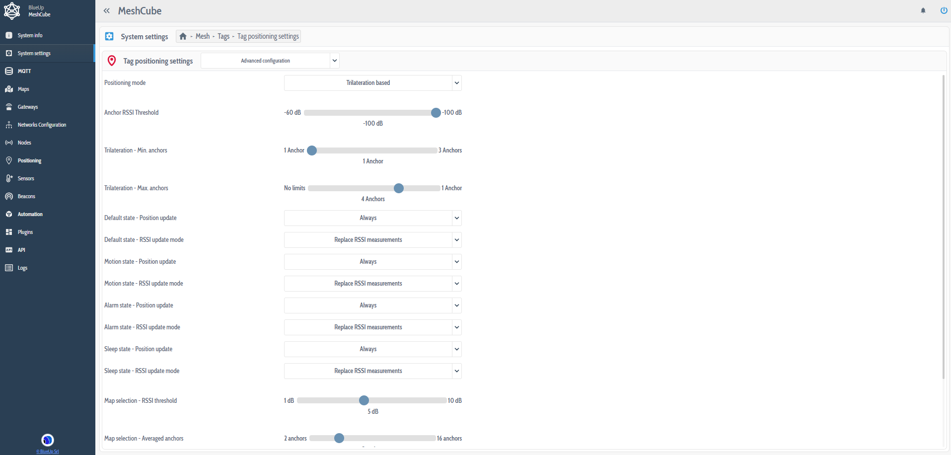 System settings - Tag Settings - Advanced