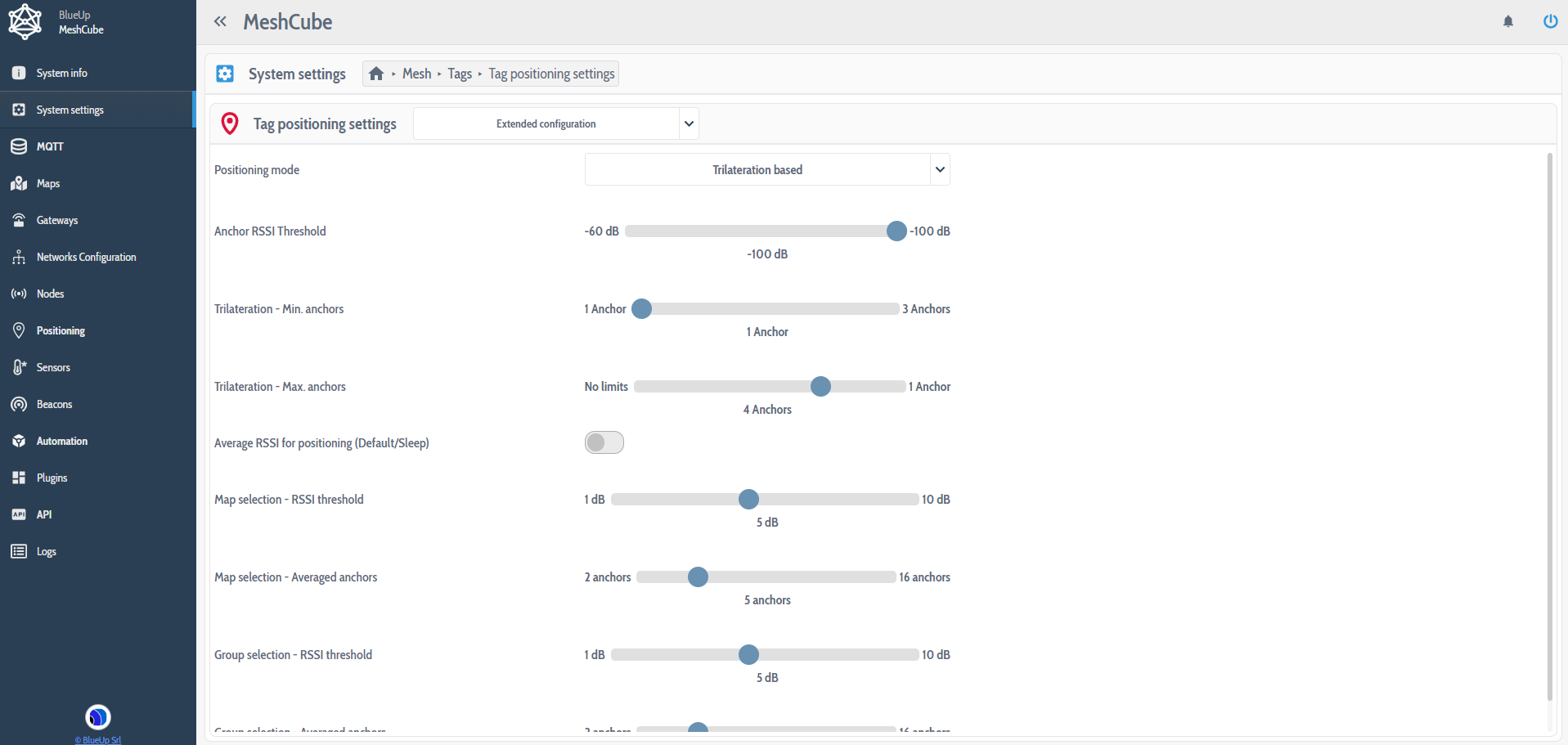 System settings - Tag Settings - Extended