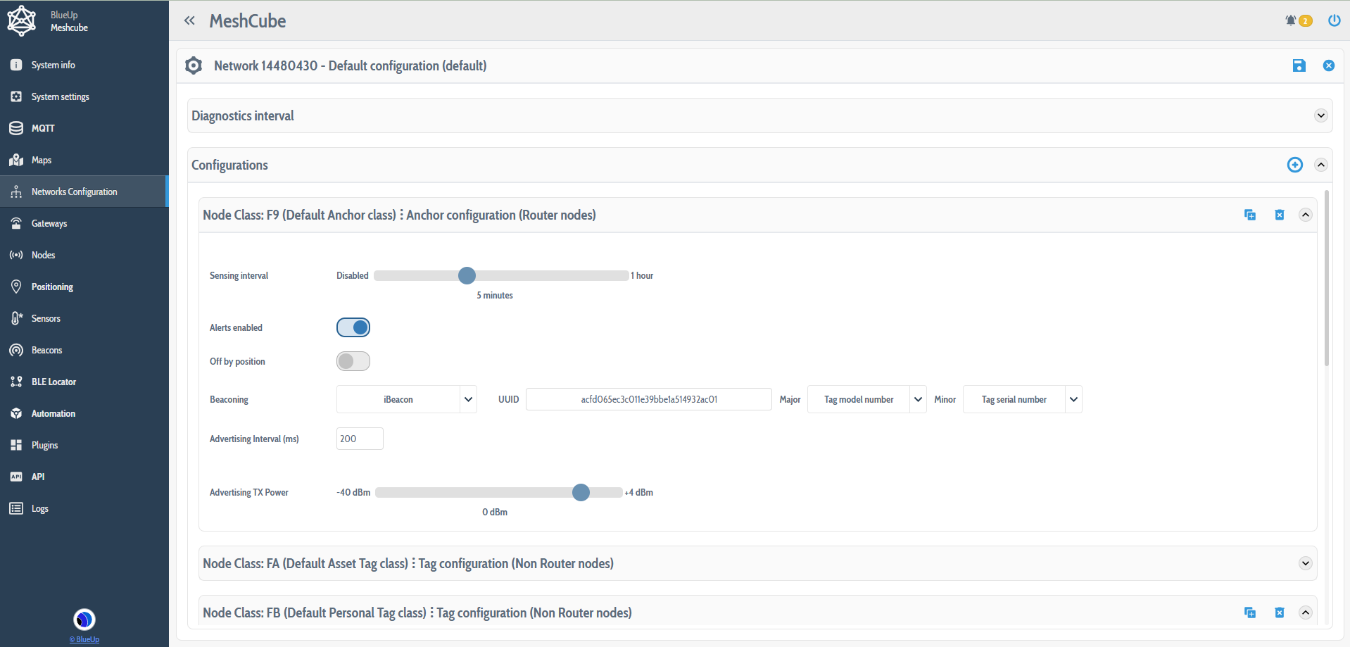 Beaconing configuration